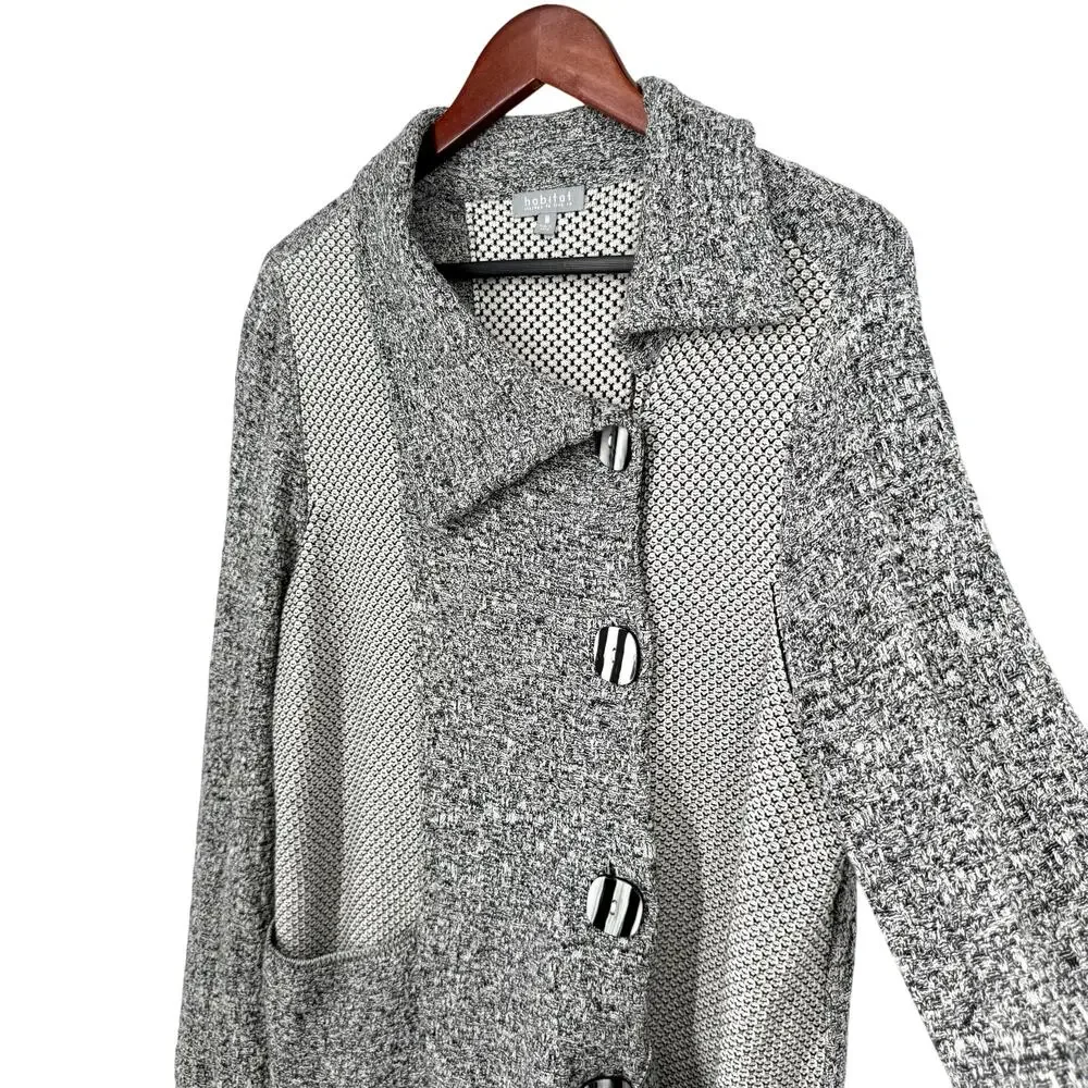 Habitat Sz Medium Black White Wearable Art to Wear Artsy Jacket Blouse Shirt Top - Picture 7 of 8